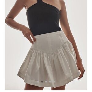 Maeve Basque-Waist Flirty Mini Skirt/shorts underneath